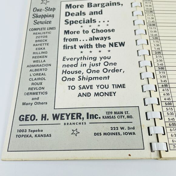 Salon Appointment Book Schedule Reservation VTG Beauty Shop Decor Geo H Weyer - Picture 5 of 10